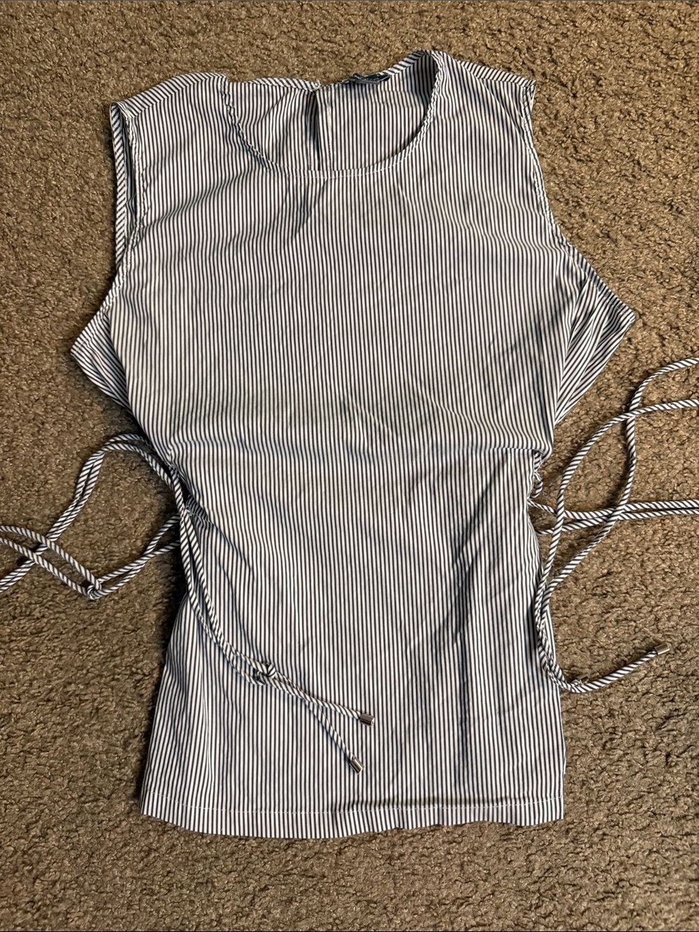 Market & Spruce Black and White Pinstripe Side-Tie Tank